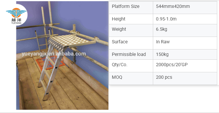 Parameters of Aluminum Scaffolding Ladder Step For Scaffolder To Erect and Dismantle Scaffolding Safely