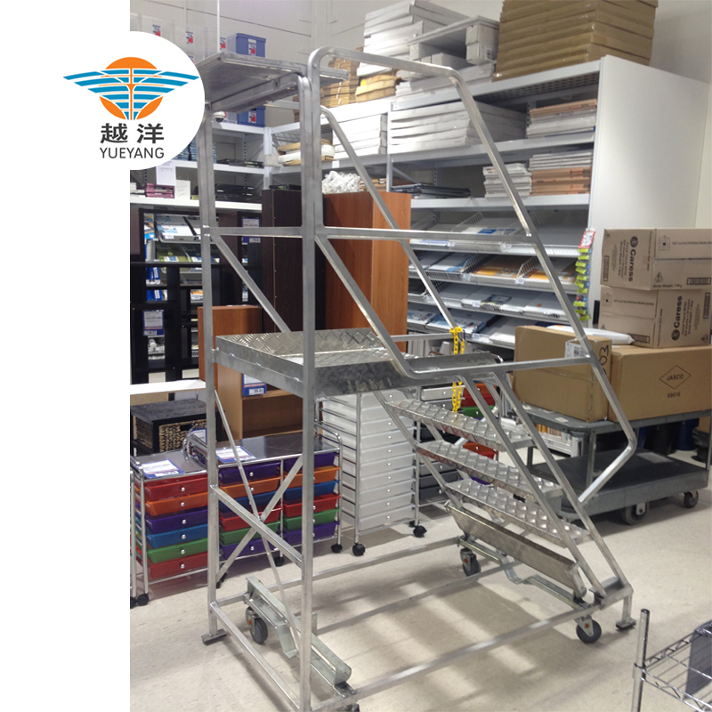 Aluminium Mobile Platform Step Order Picker Ladder With Safety Handrail For Multi-Use