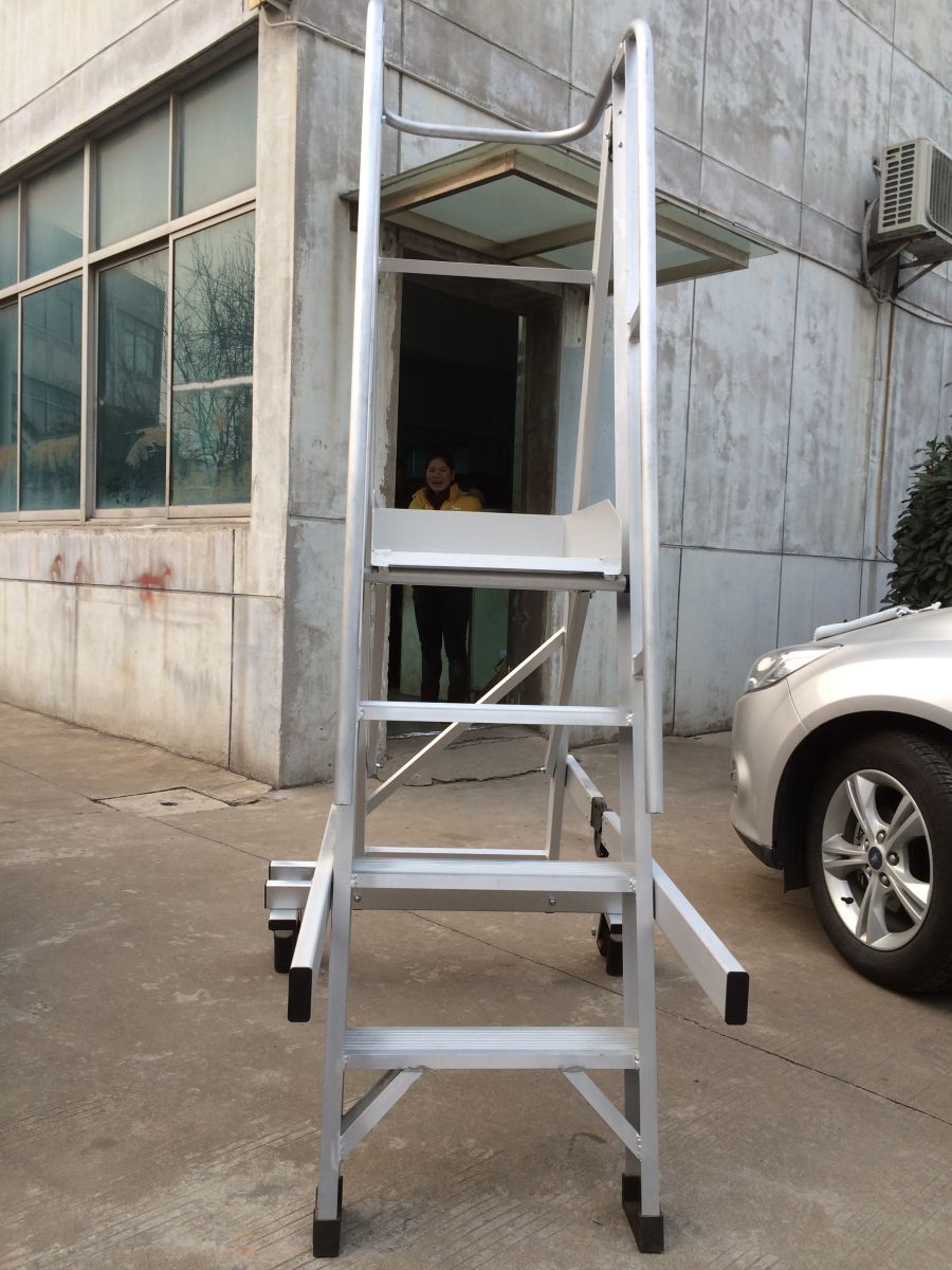 display of Aluminum Safety Step Ladder With Handrail