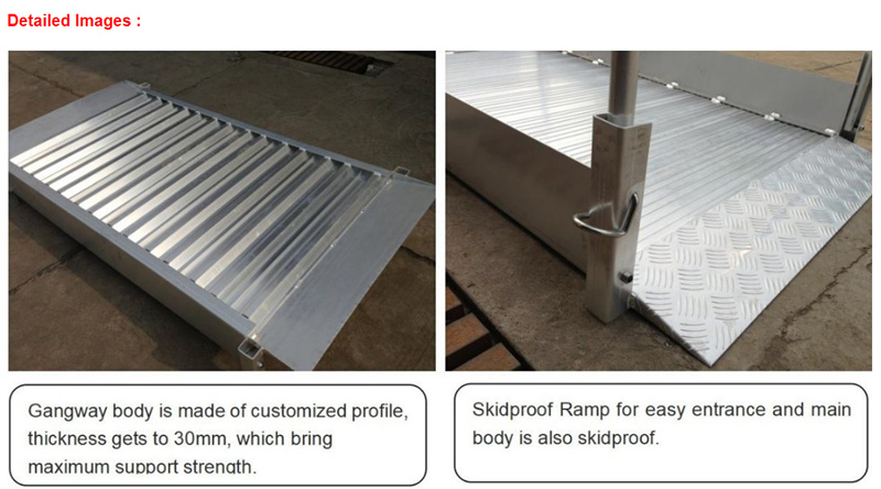 detail images about High Strength Portable Aluminium Demountable Gangway with Ramp and Handrail