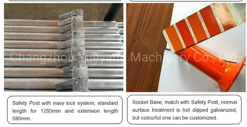 display of Adjustable Steel Horizontal Ledger for Edge Protection Fence System