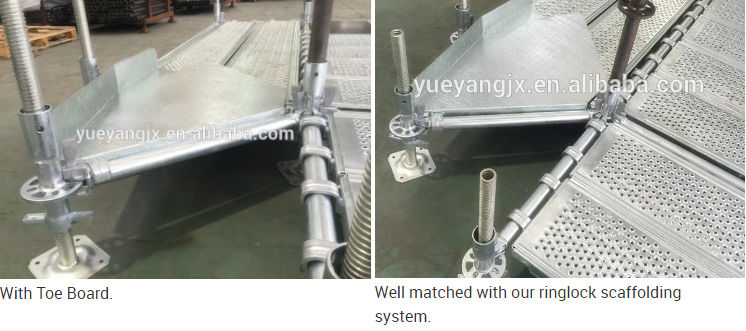 Effect drawing of Steel Scaffolding Corner Plank Decking With Toe Board In Layher Style