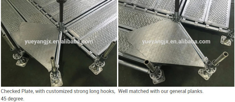 display of Steel Scaffolding Corner Plank Decking With Toe Board In Layher Style