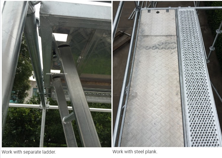 Physical pictures of Aluminium Scaffold Trap Door Deck with Ladder for Construction Use