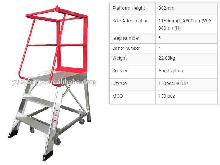 Parameters of Aluminium Industrial Step Ladder With Safety Handrail For Workshop Use