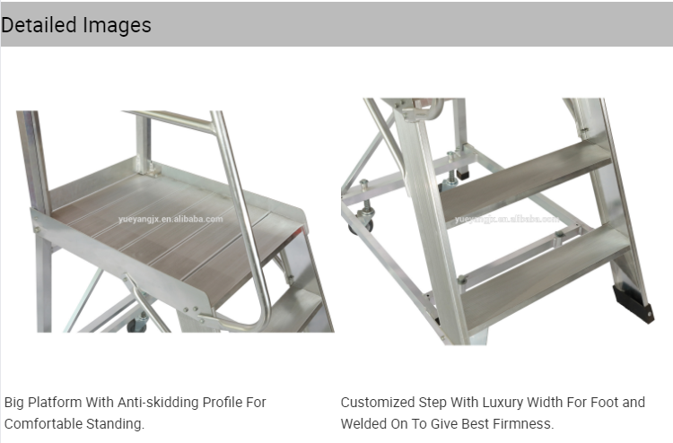 detail images about Aluminium Industrial Step Ladder With Safety Handrail For Workshop Use